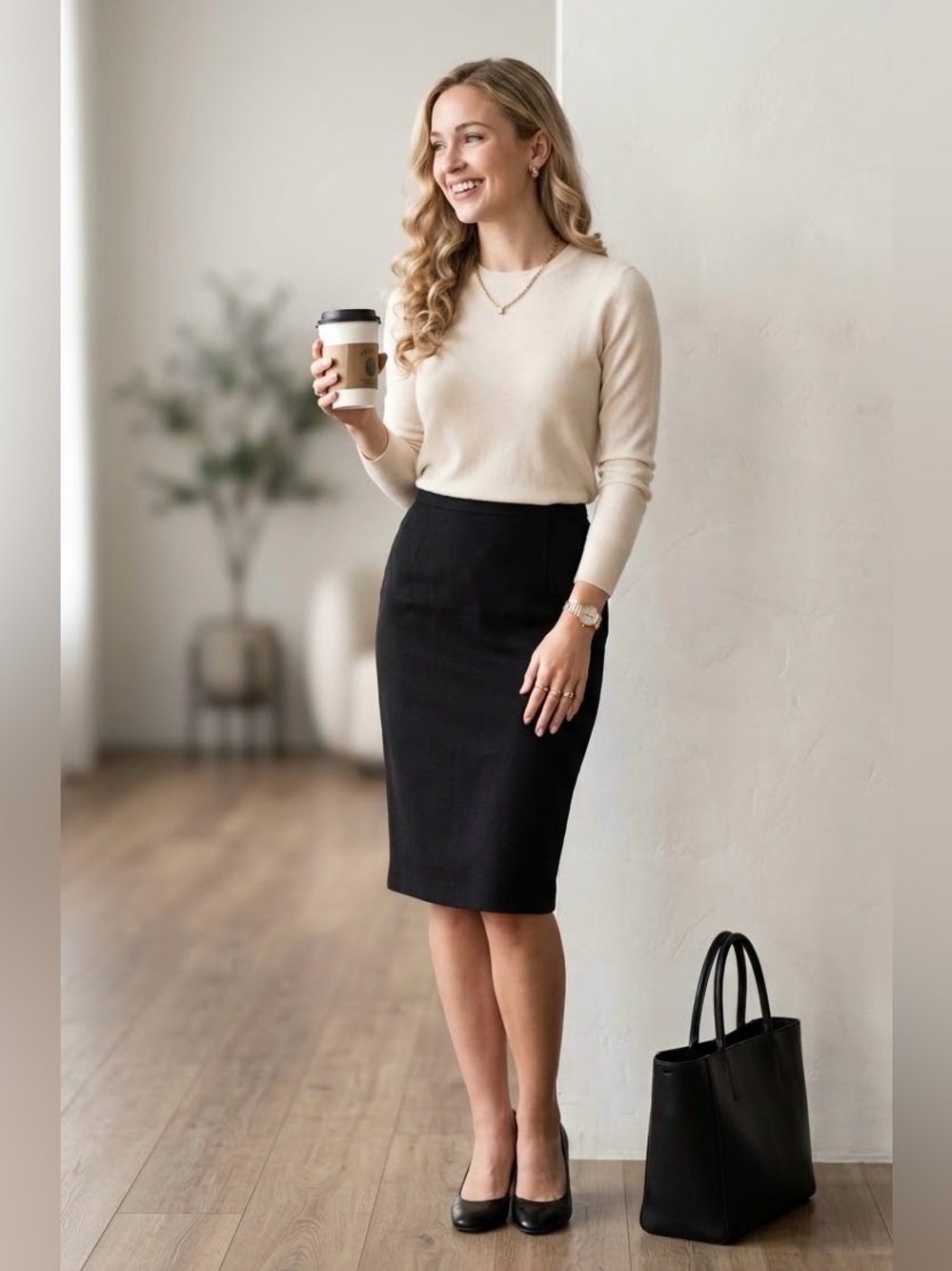 Y2K Max Mara Pencil Vent Skirt Women’s 4 Wool Black Italy High Waist Business